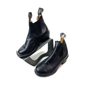 Blundstone Women's Heeled Chelsea Boots Black Leather Slip On US Size 7.5
